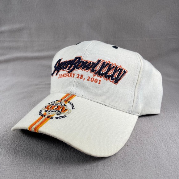 Super Bowl XXXV Hat Mens OS White Wool Baltimore Ravens NY Giants‎ Y2k - Picture 12 of 12